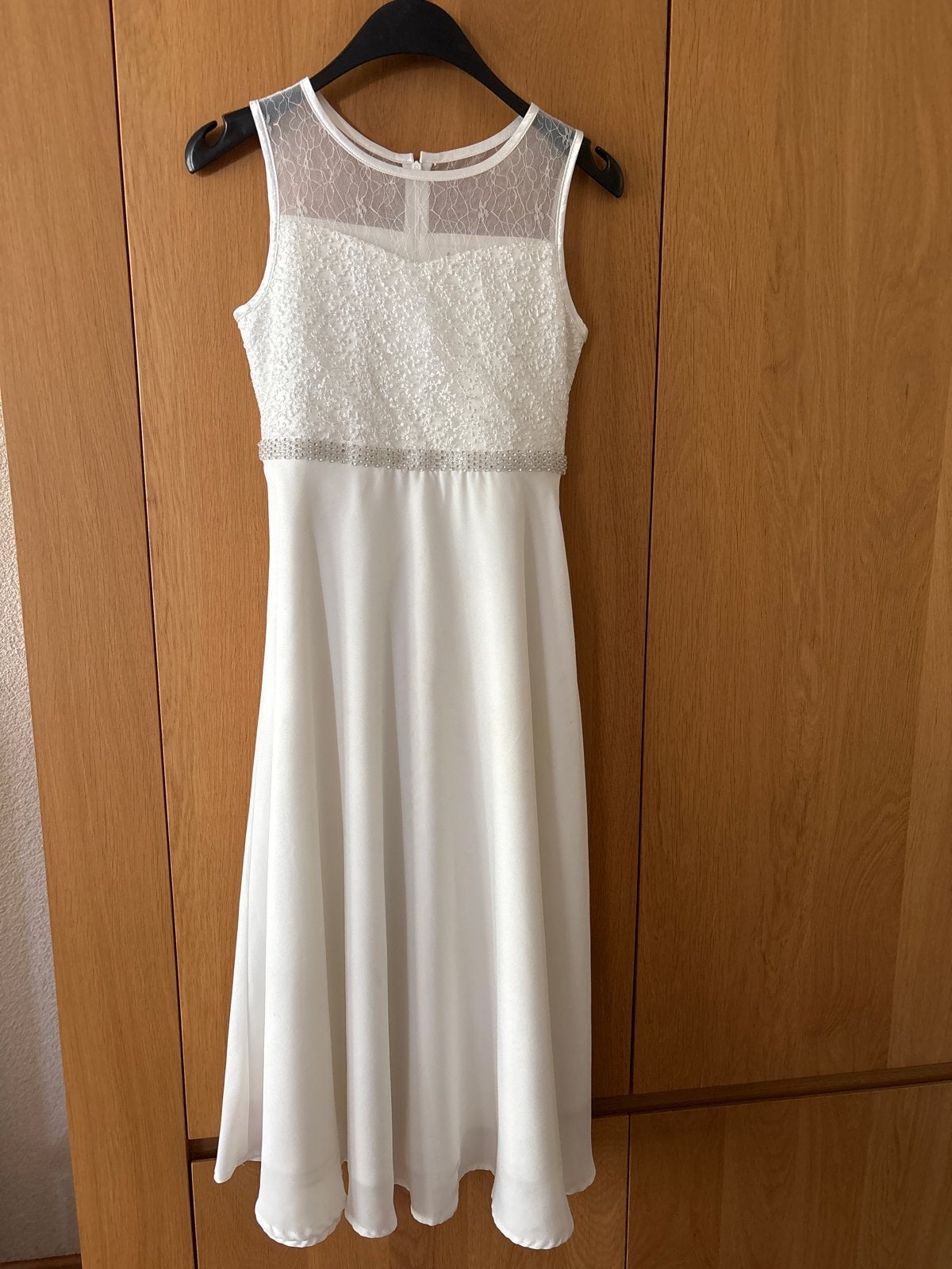 Witte jurk met kant en strass, maat circa 10 jr, Kinderen en Baby's, Ophalen of Verzenden, Zo goed als nieuw