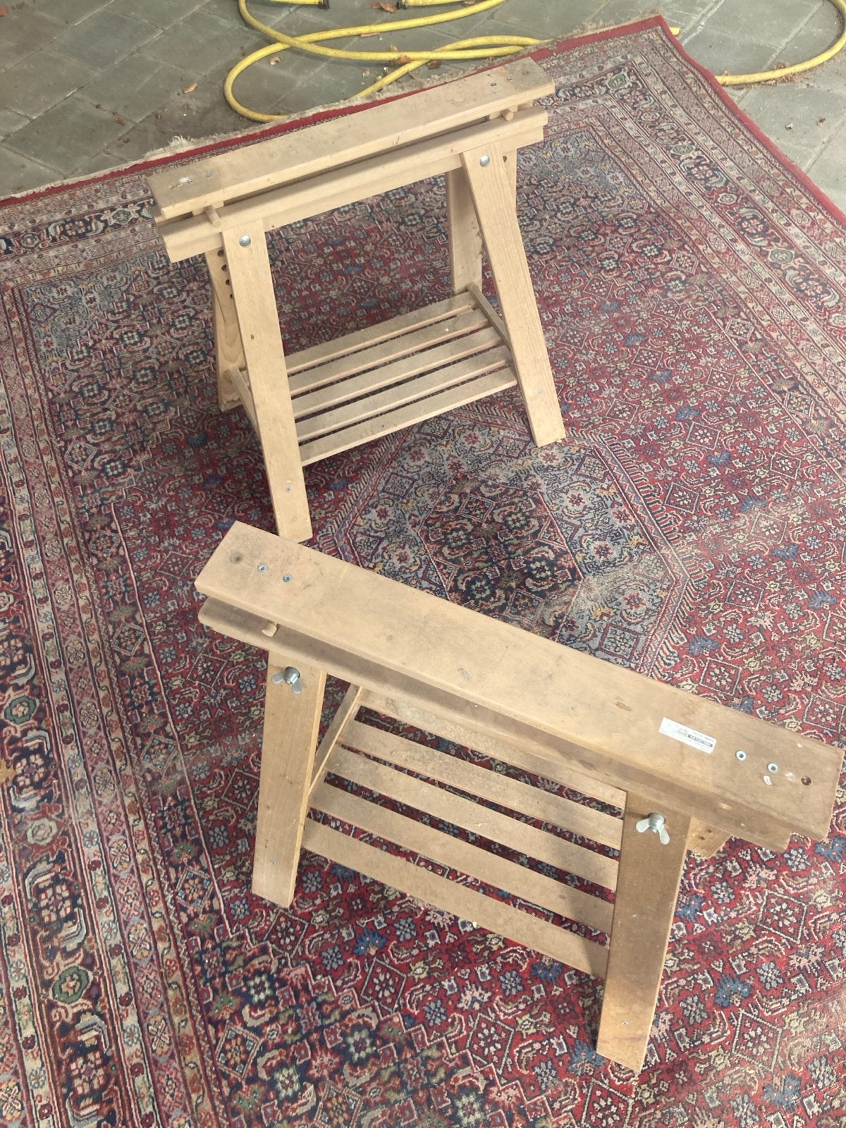 IKEA MITTBACK schraag twee stuk onderstel hout schragen, Ophalen, Zo goed als nieuw