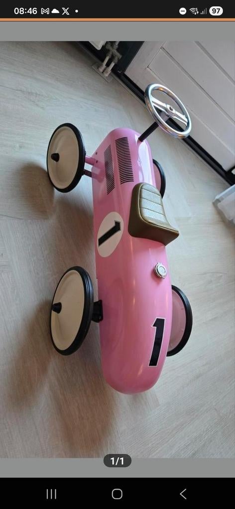 Roze Retro Trapauto voor Kinderen, Ophalen, Gebruikt, Trapvoertuig