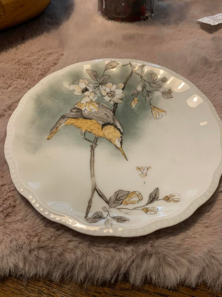 Set van 2 Limoges Frankrijk decoratieve borden met vogels, Ophalen of Verzenden