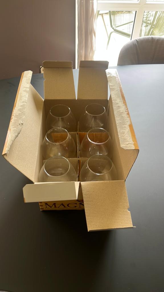 Set van 6 Magnum Cognac Glazen in Houten Kist, Ophalen, Nieuw, Overige typen