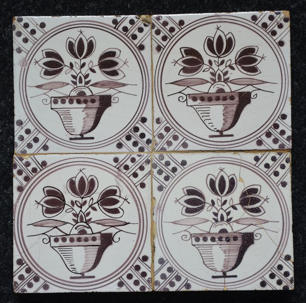 Antieke bloempottegels, Bloempot in cirkel., Ophalen