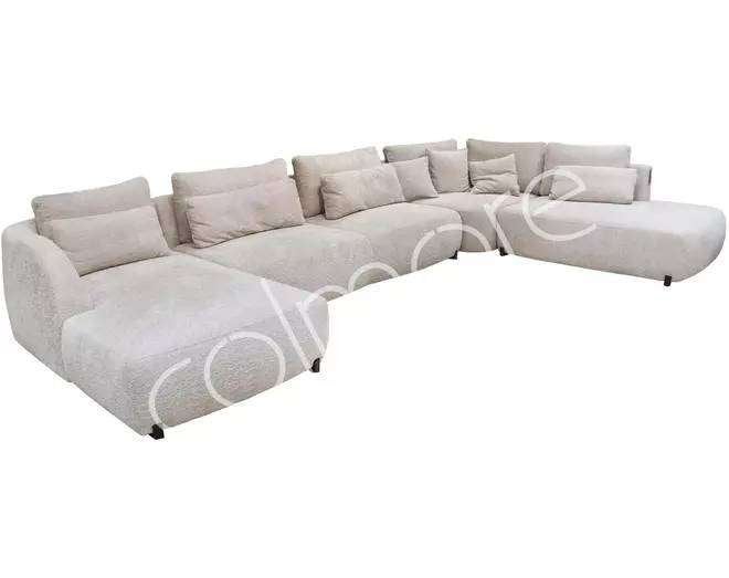 Colmore SEVILLA U-bank lounge links beige 425x262x80cm, Verzenden, Hoekbank, Vierpersoons of meer, Modern, Ruim, Comfortabel
