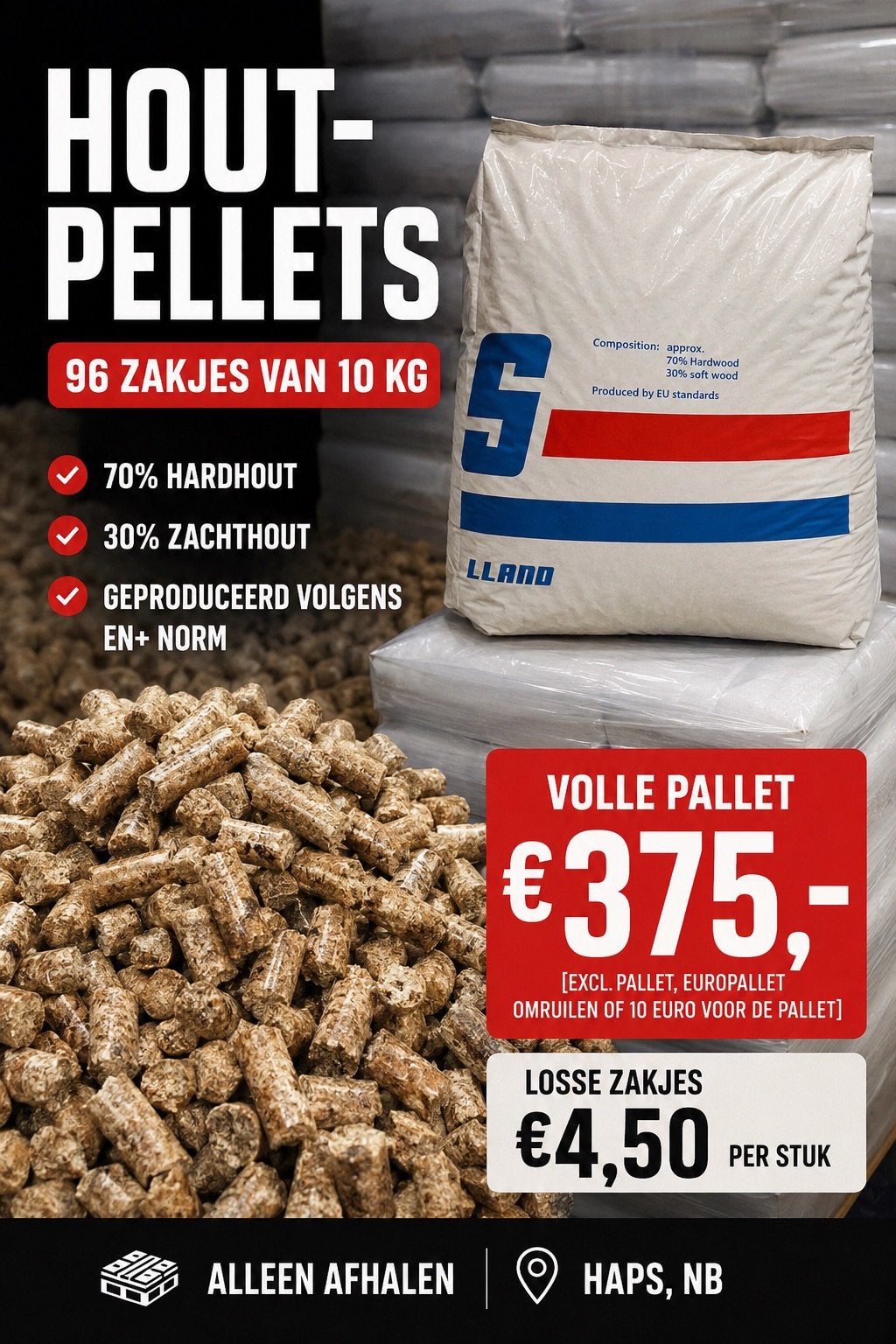 Houtpellets / Pelletkorrels Te Koop, Minder dan 3 m³, Ophalen