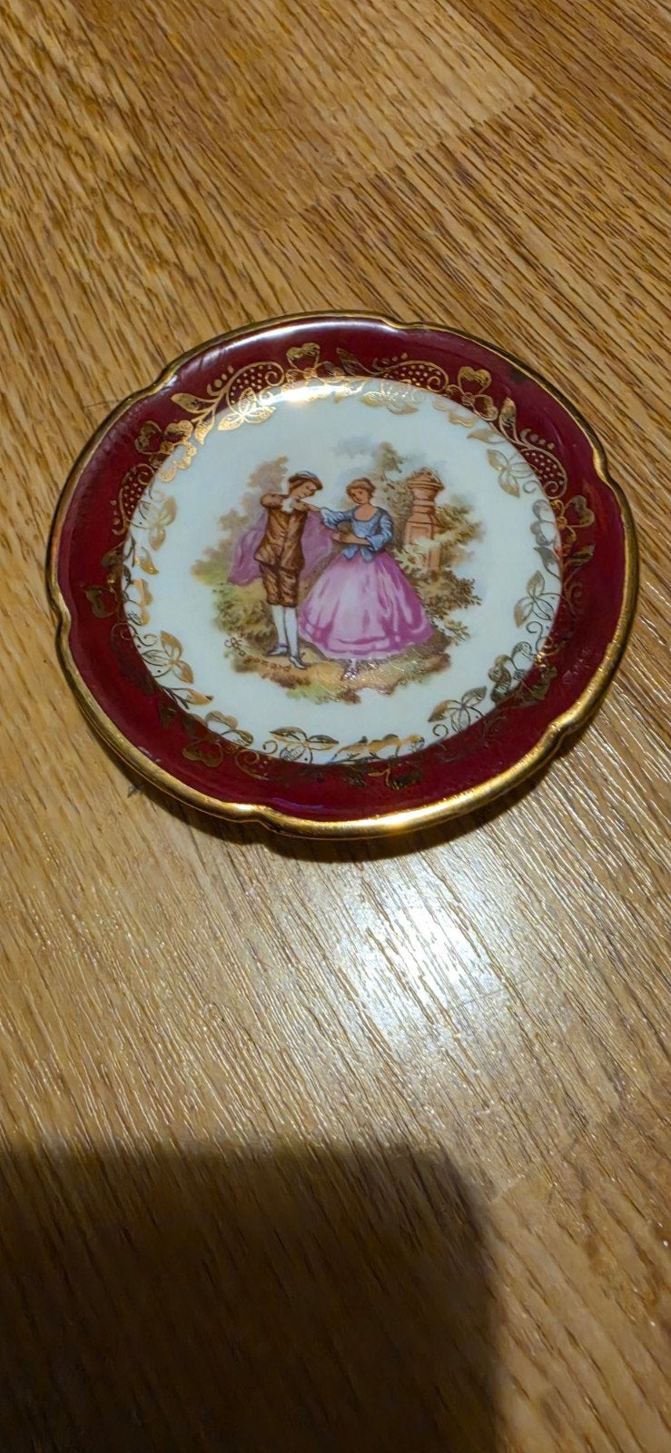 Limoges France Mini Decoratief Bordje - Romantisch Tafereel, Ophalen