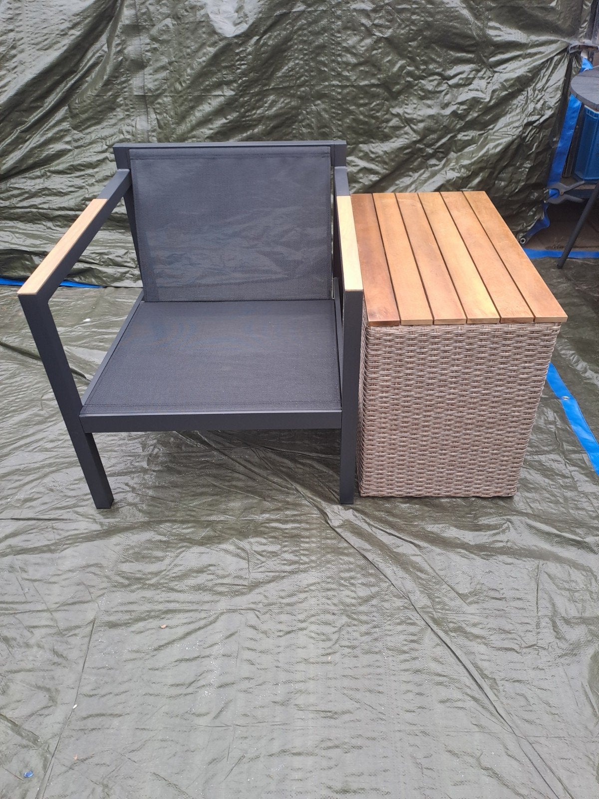 Aluminium stoel met rotan tafel, Ophalen, Nieuw