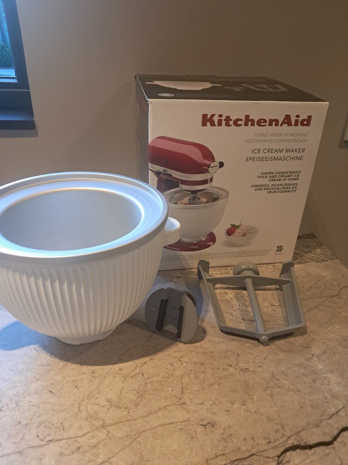 KitchenAid IJsmaker Opzetstuk - met doos, Witgoed en Apparatuur, IJsmachines, Ophalen of Verzenden, Zo goed als nieuw