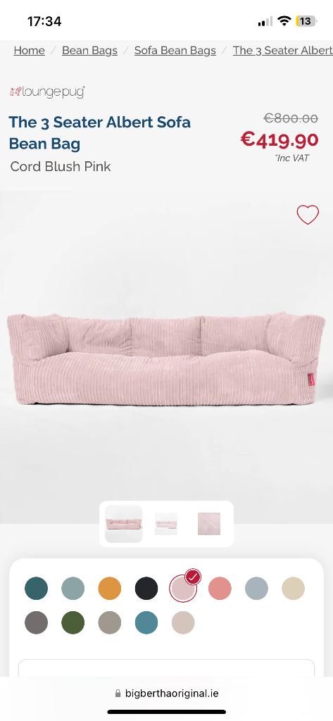 Pink Sofa, Ophalen, Zo goed als nieuw, Driepersoons, Stof