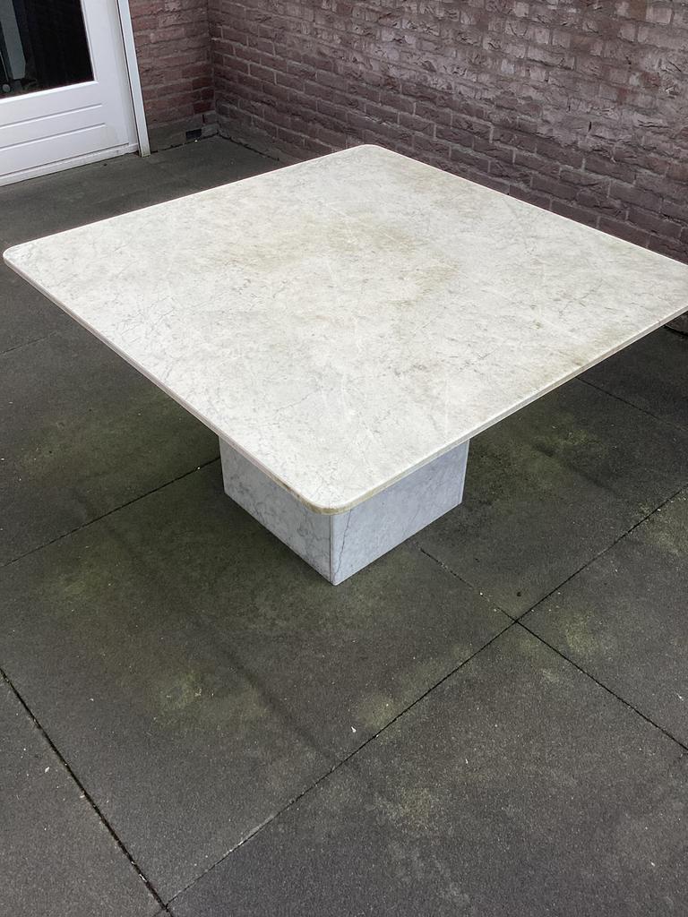 Witte marmeren Jan des Bouvrie tafel, Tuin en Terras, Ophalen, Gebruikt, Vierkant, Overige materialen