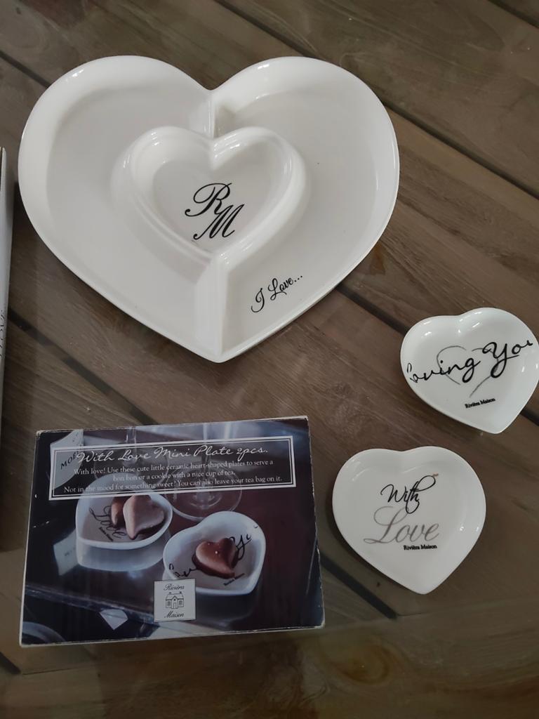 Riviera Maison harten plates, Ophalen of Verzenden, Overige stijlen, Porselein, Schaal of Schalen