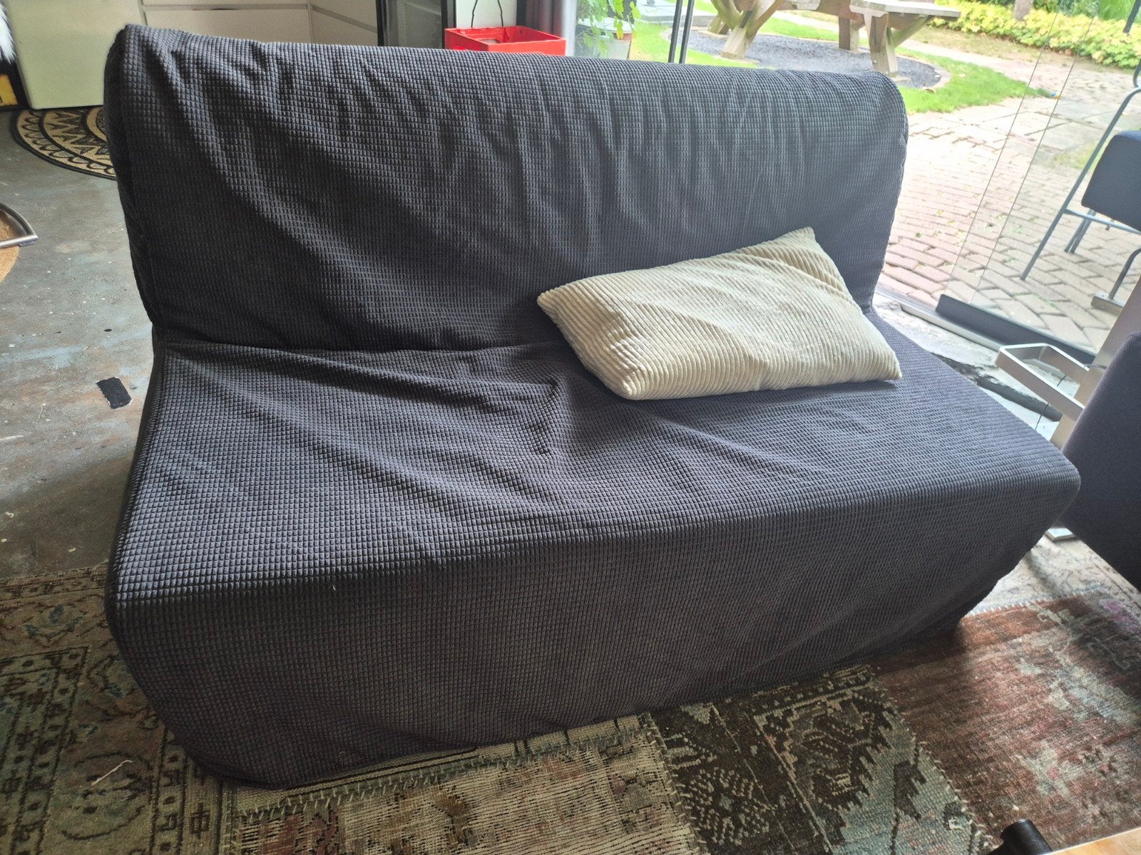 IKEA Lycksele Lova slaapbank - Donkergrijs, Ophalen, Tweepersoons, Zo goed als nieuw, 140 cm
