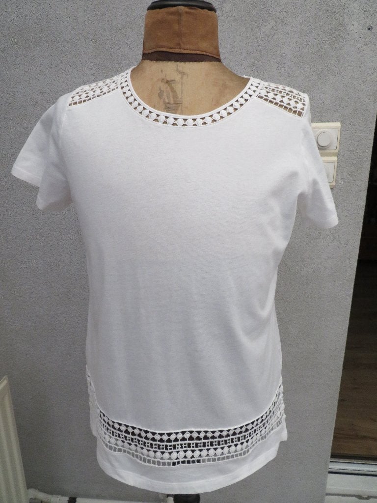 Dames blouse shirt met kant Encuentro maat L wit Z.G.A.N., Encuentro, Wit, Maat 42/44 (L), Ophalen of Verzenden