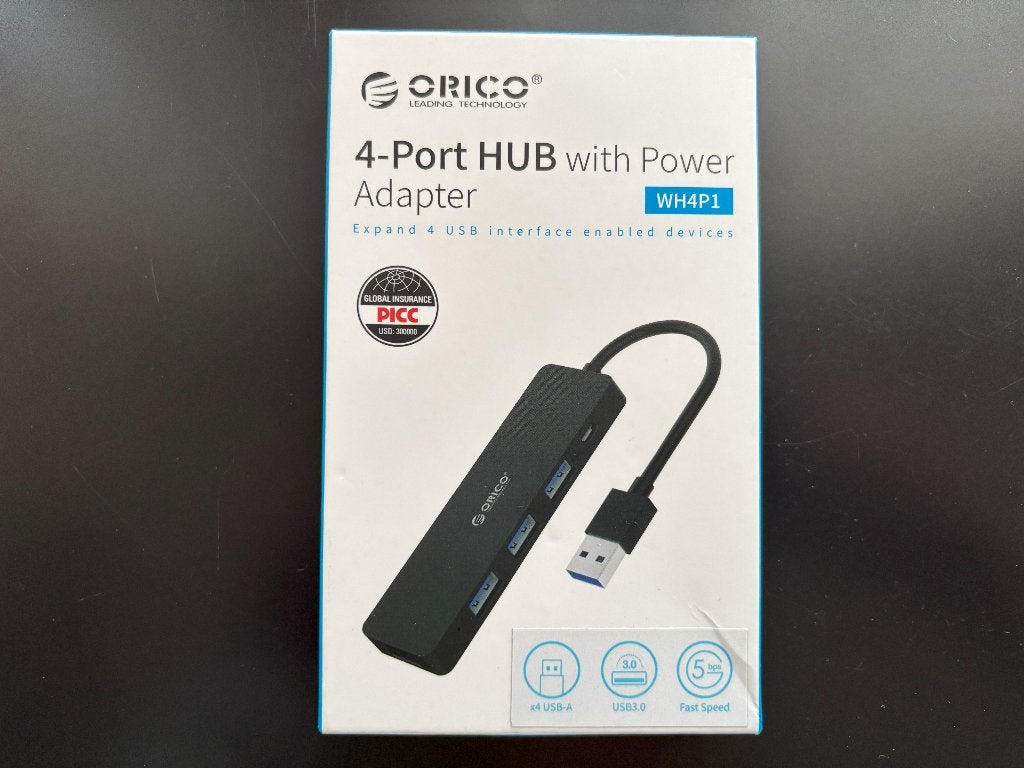 Orico 4-port hub USB 3.0 / 5Gbps - 30cm, Ophalen of Verzenden, Zo goed als nieuw, USB-hub, ORICO