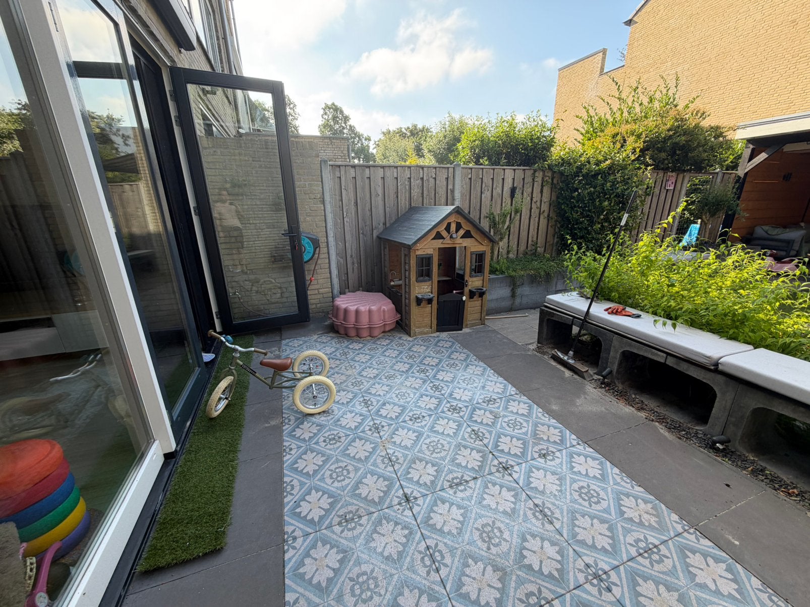 18x Designo Mosaic Blue tuintegels 60x60x3 cm, Ophalen, Gebruikt, 5 tot 10 m², Beton