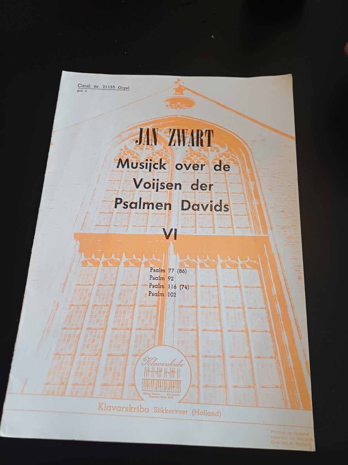Jan Zwart - Musijck over de Voijsen der Psalmen Davids VI, Orgel, Gebruikt, Klassiek, Ophalen of Verzenden