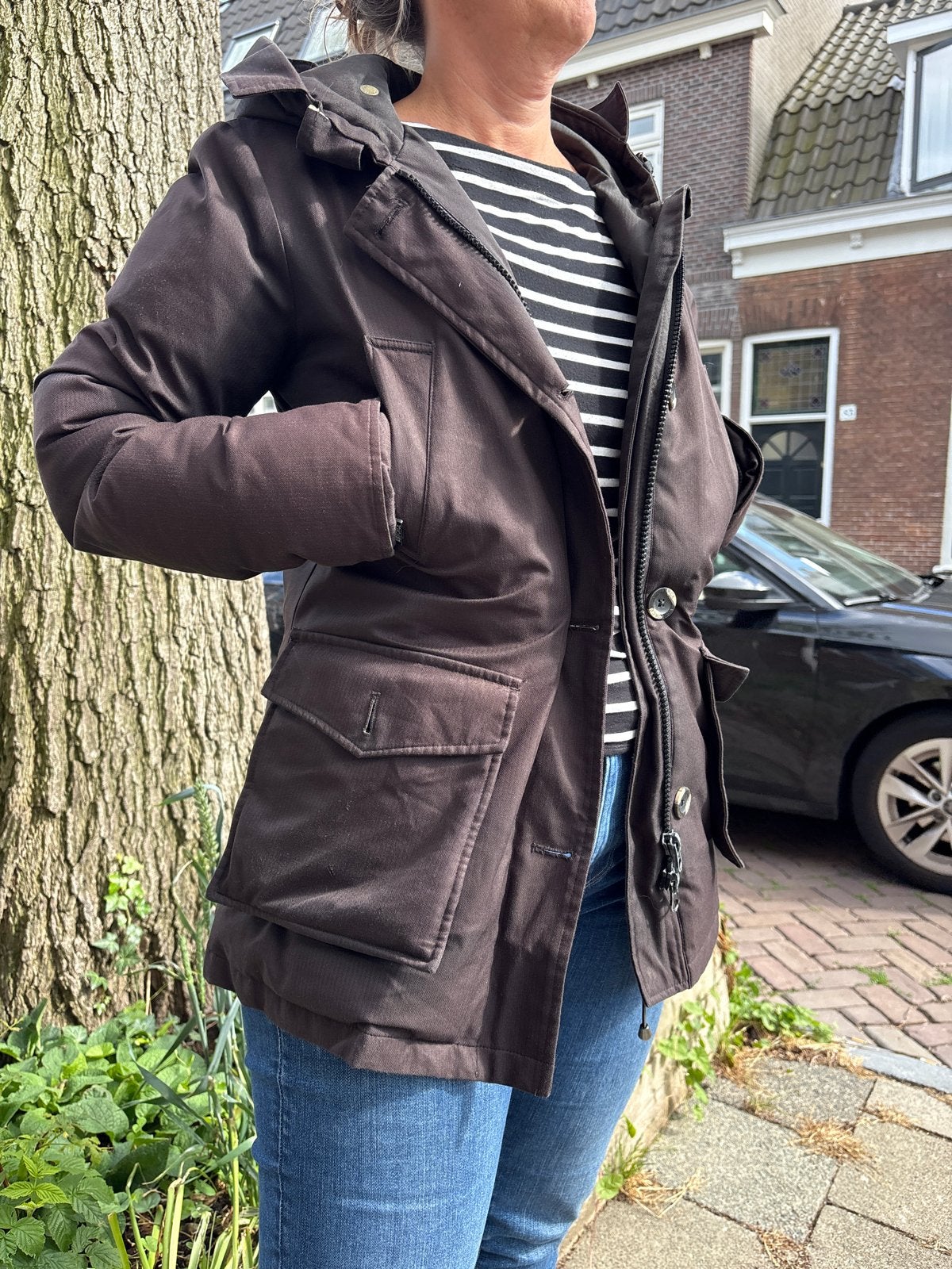 Airforce winterjas dames maat M, donkerbruin, Kleding | Dames, Jassen | Winter, Ophalen, Zo goed als nieuw, Maat 38/40 (M), Bruin