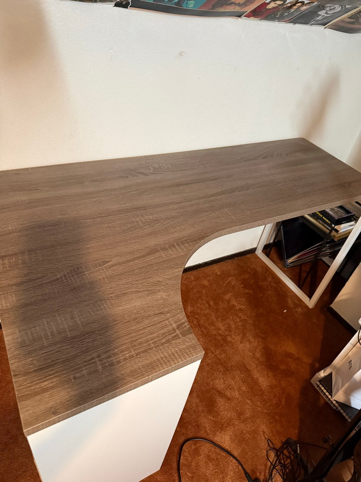 Hoekbureau Wit/Naturel - 145x80x75cm - Giga Living, Ophalen, Met lades, Spaanplaat of MDF, Hoekbureau