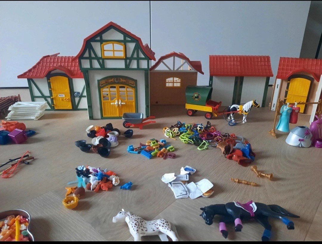 Grote Playmobil paardenstal en manege set met veel extra's, Ophalen, Gebruikt, Gebouw, Complete set