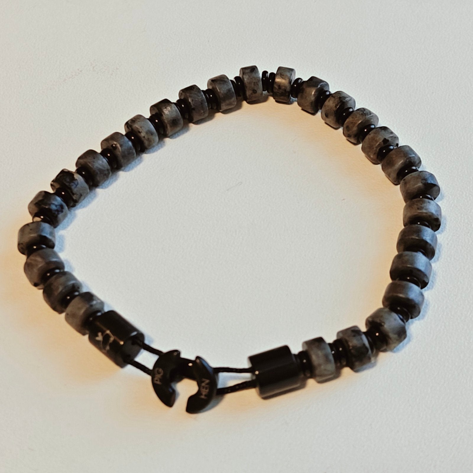 Pig & Hen Heren Armband - zwart/grijs, Ophalen of Verzenden, Gebruikt, Zwart, Overige materialen