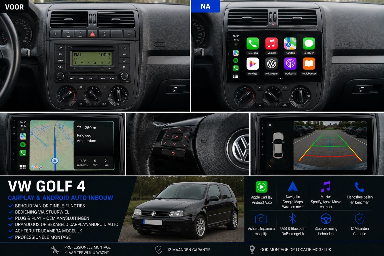 Volkswagen Golf 4 CarPlay & Android Auto Inbouw, Ophalen, Nieuw