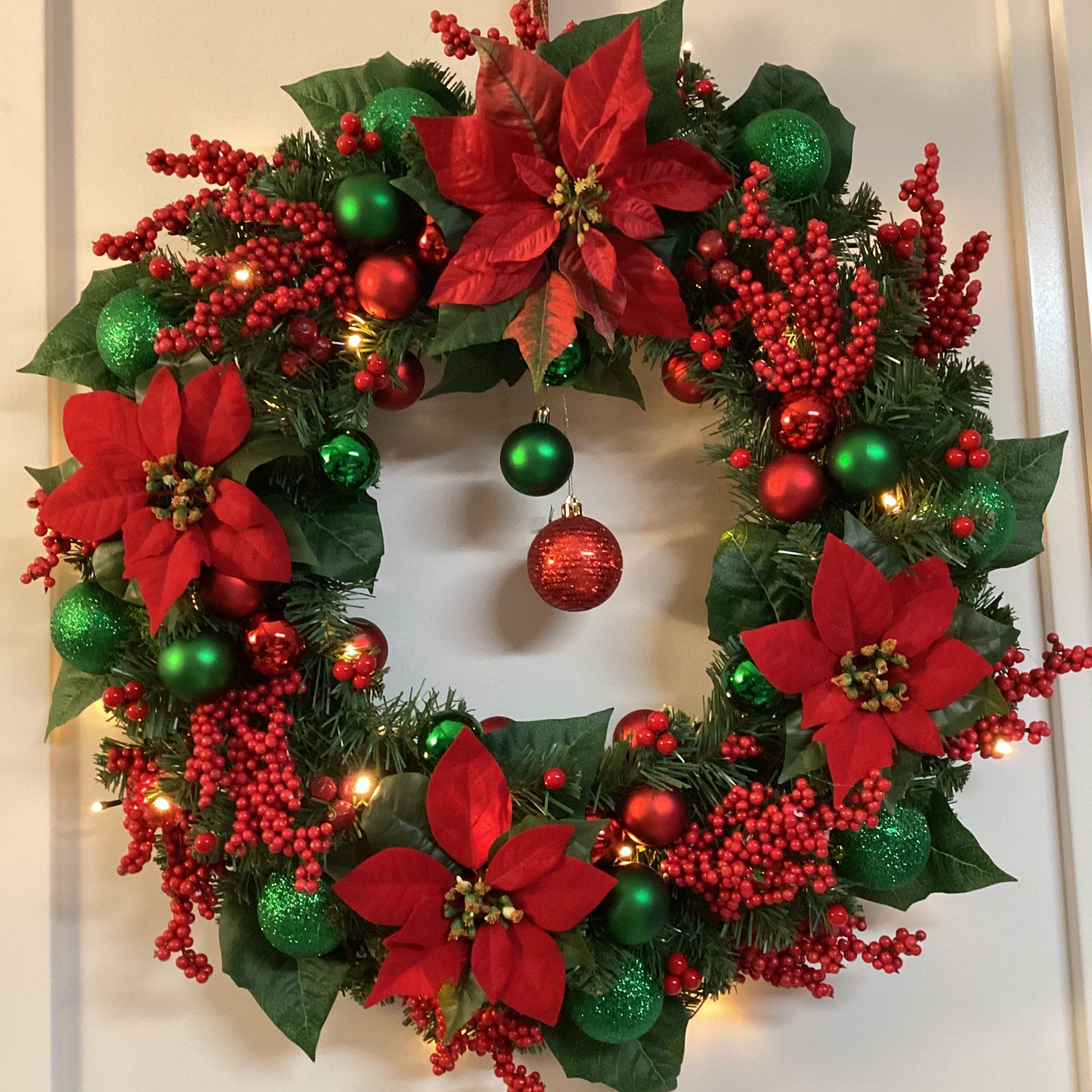 Prachtige klassieke grote kerstkrans met verlichting 65 cm, Ophalen of Verzenden, Nieuw