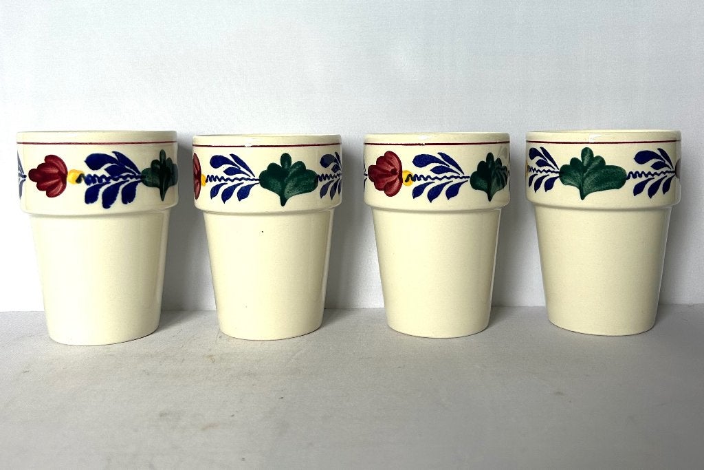 4 melkbekers Boch boerenbont vintage, Huis en Inrichting, Ophalen of Verzenden, Aardewerk, Overige typen