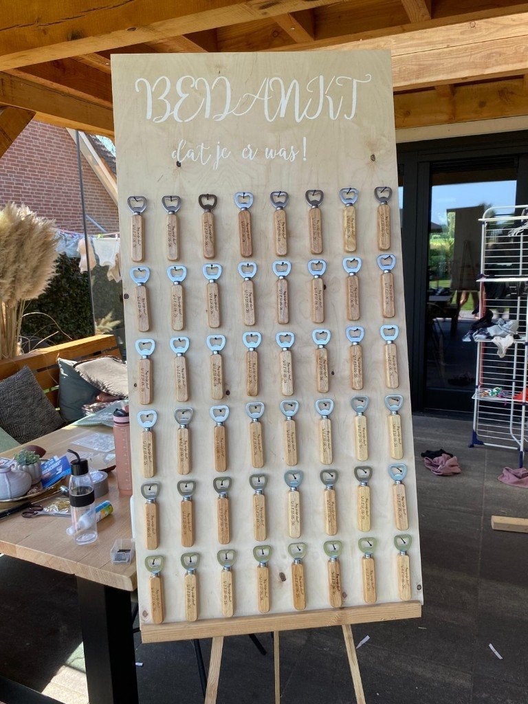 Bord voor bieropeners voor bruiloft, Ophalen, Versiering, Geboorte of Huwelijk