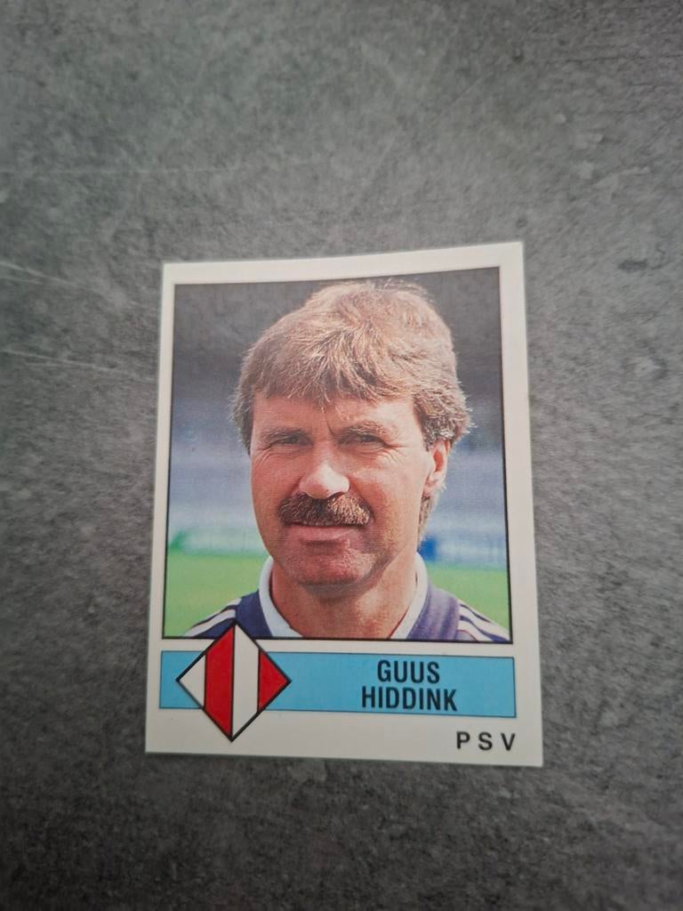 Panini sticker Voetbal 87.Trainer Guus Hiddink PSV Eindhoven, Verzenden, Zo goed als nieuw, Sticker
