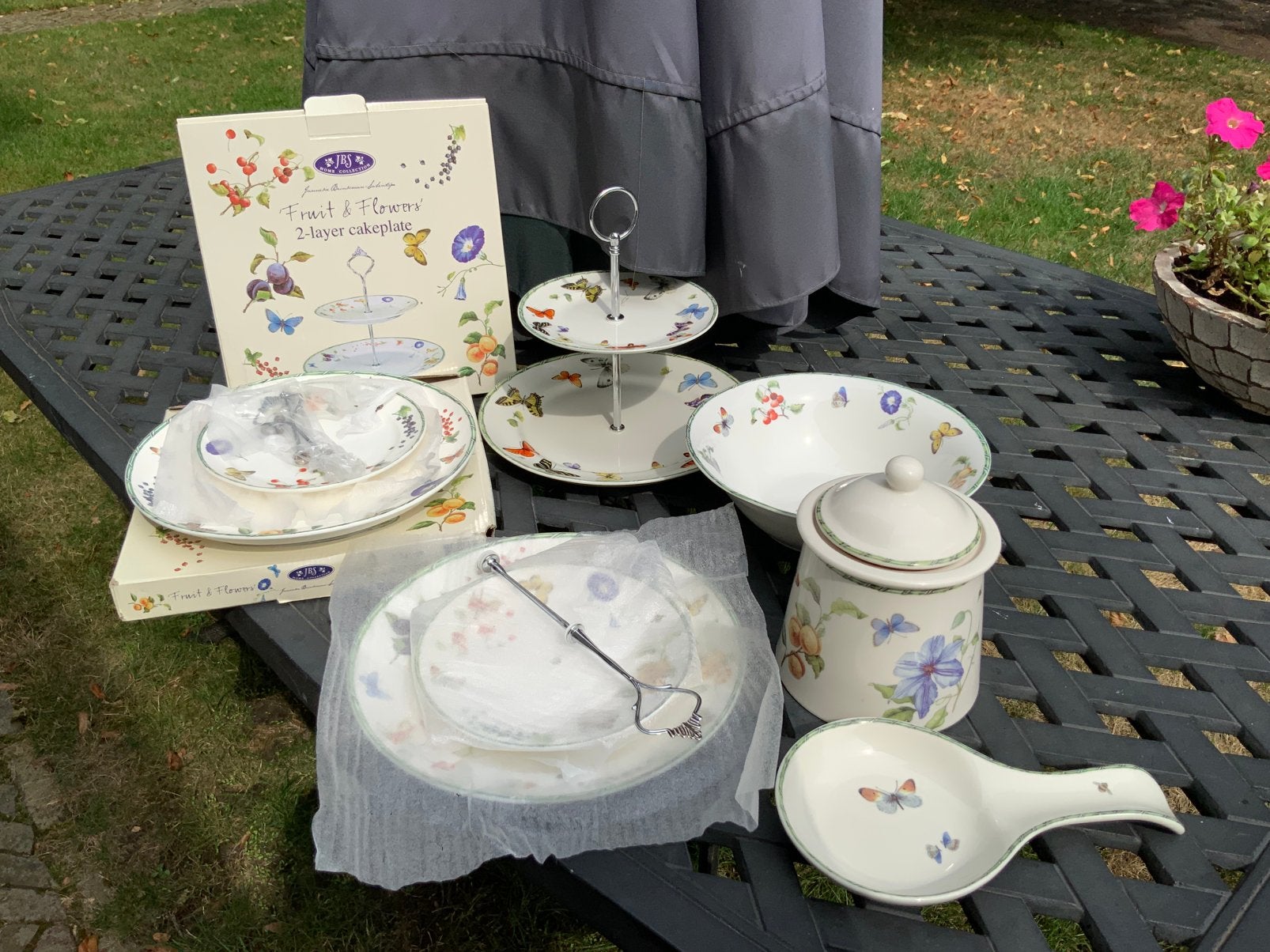 Janneke Brinkman Fruit & Flowers schaal etagère pot lepel, Huis en Inrichting, Ophalen of Verzenden, Nieuw, Overige stijlen, Overige typen
