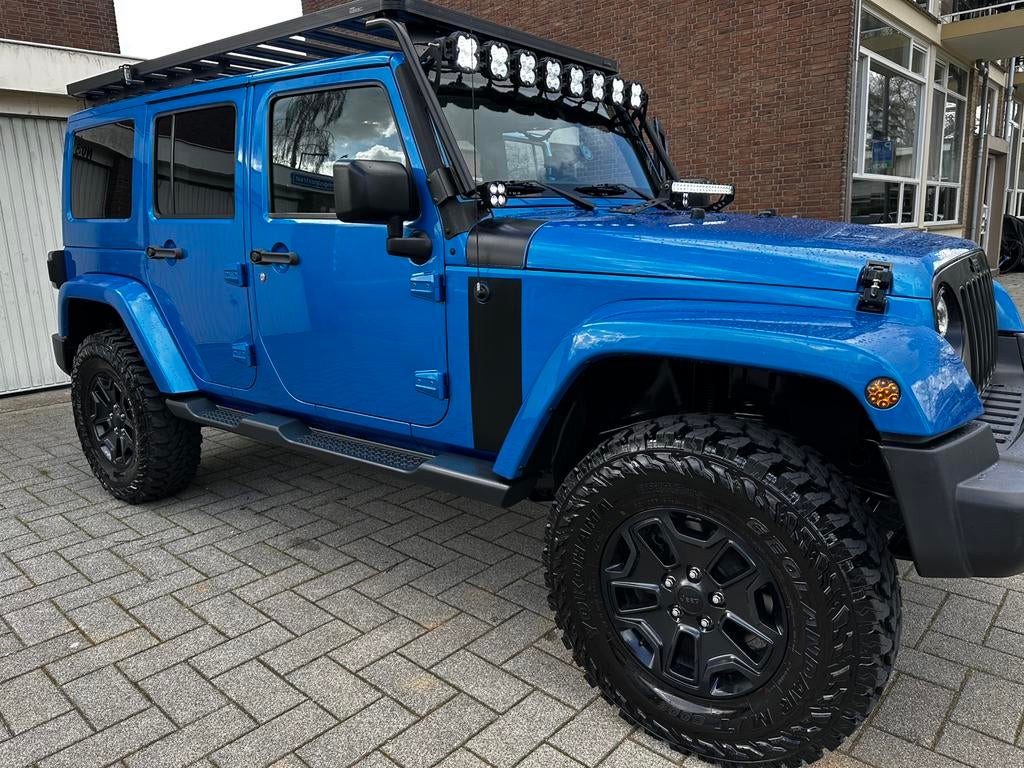 Jeep Wrangler 2016 Blauw, Auto's, Jeep, Automaat, 450 kg, Zwart, Blauw