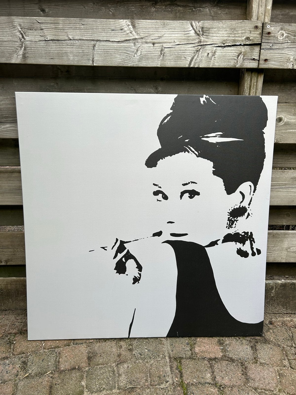 Audrey Hepburn, Ophalen, Stencilkunst, Op houten frame, Portret