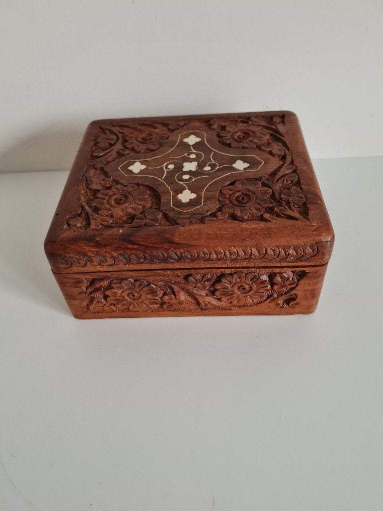 houten kistje/juwelenkist/ingelegd parelmoer/been uit India, Antiek en Kunst, Ophalen of Verzenden