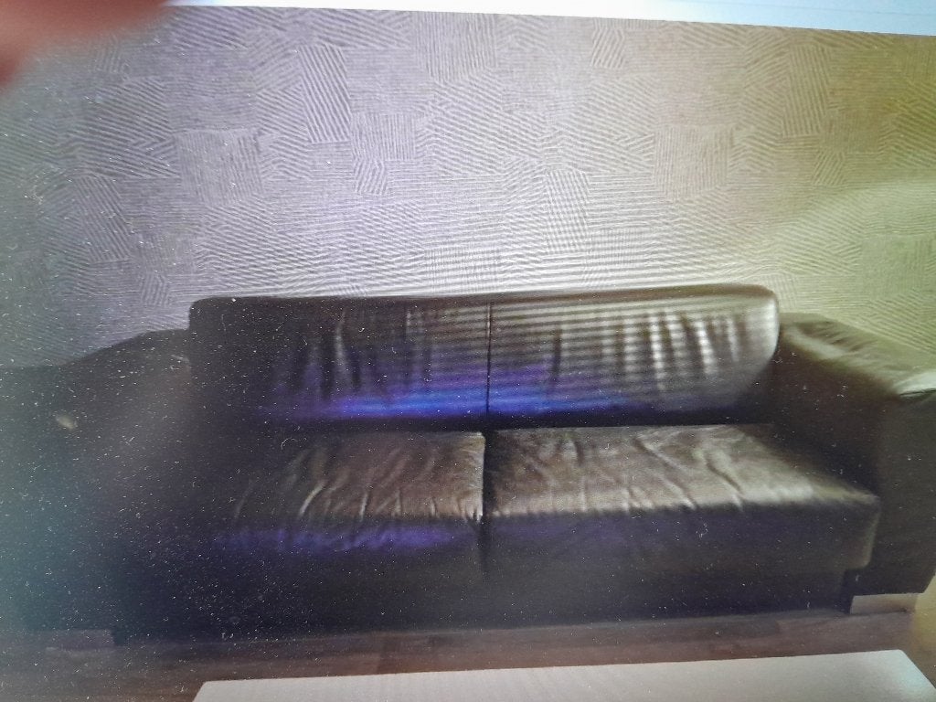 mooie zwarte leren 3zits bank, Ophalen, Driepersoons, Zo goed als nieuw, Rechte bank