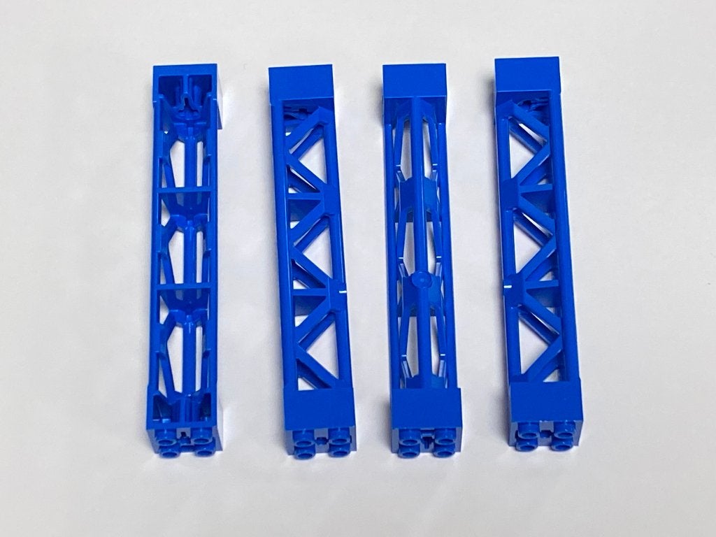 Partij 4x nieuwe Lego 2x2x10 steunen in diverse kleuren