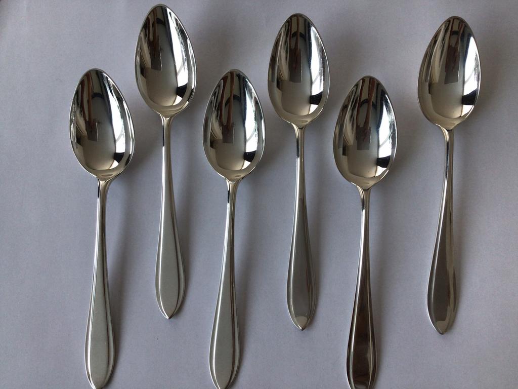Set van 6 — Keltum P8 puntfilet dinerlepels verzilverd, Antiek en Kunst, Antiek | Bestek, Ophalen of Verzenden