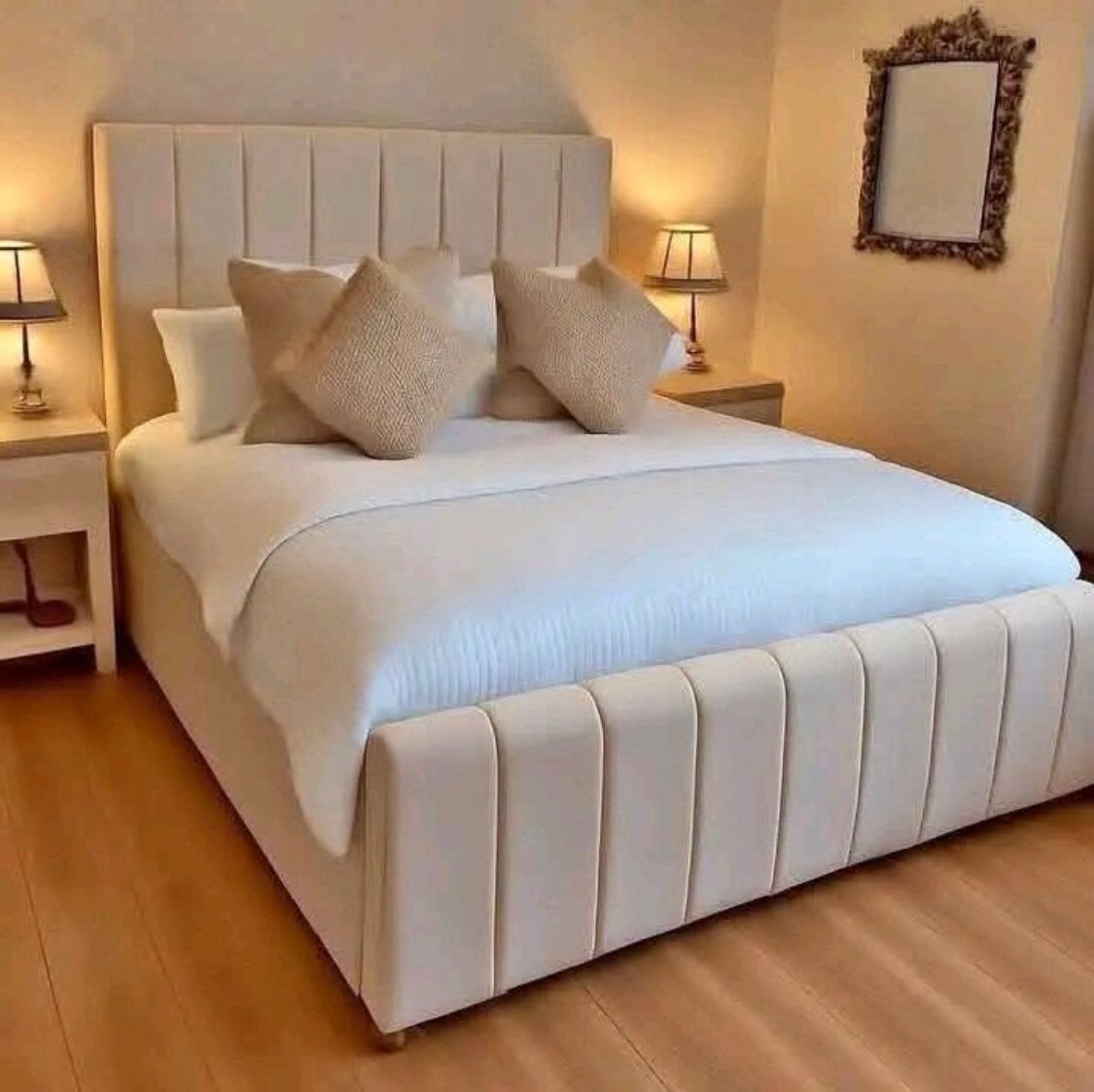 Nieuw Crème Bed 140-180x200 Met Matras + Gratis Bezorging, Verzenden, Nieuw, Tweepersoons, Beige