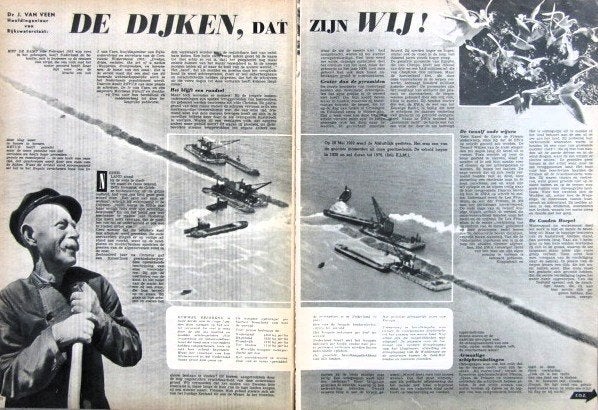 Vintage artikel De dijken dat zijn wij 1953, Ophalen of Verzenden, 1940 tot 1960, Tijdschrift