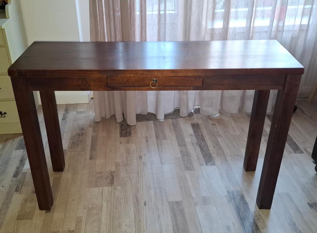 Houten sidetable tafel met lade, Ophalen, Minder dan 50 cm, Gebruikt, 100 tot 150 cm