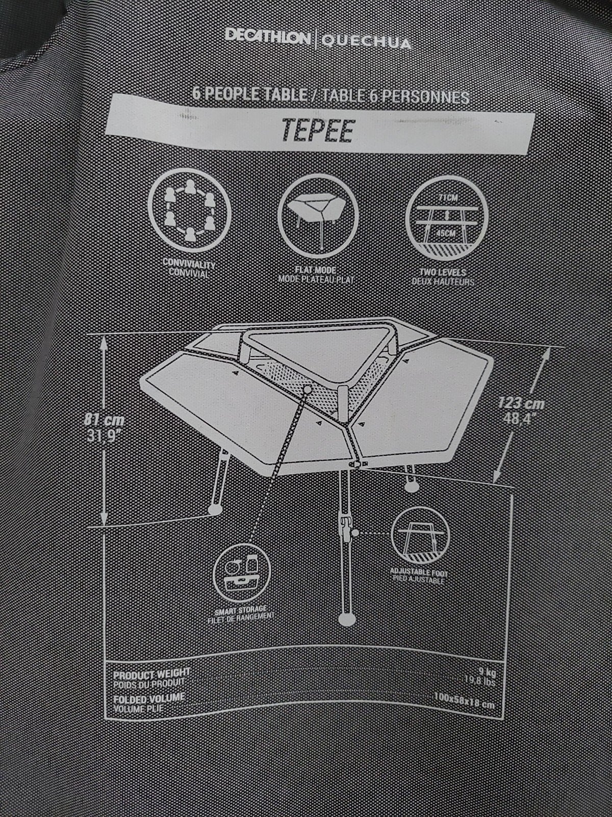 Quechua Tepee Campingtafel voor 6 personen, Ophalen, Zo goed als nieuw, Campingtafel