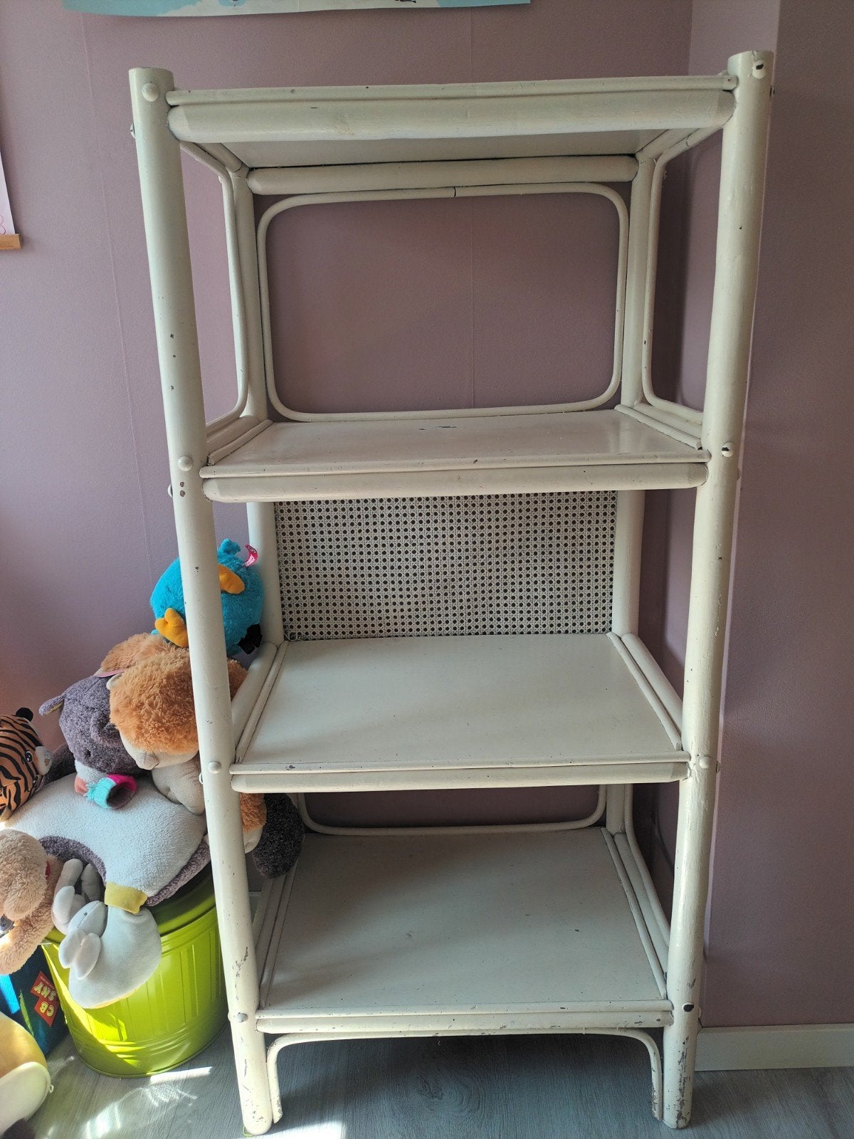 Rotan en bamboe open kast, Huis en Inrichting, Kasten | Boekenkasten, Ophalen, Gebruikt