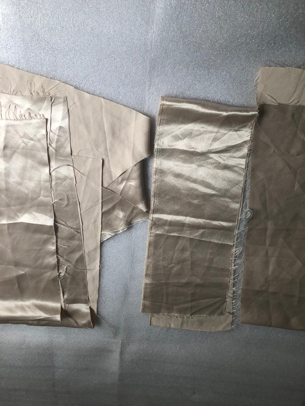 Lapje - SATIJN  POLYESTER X 6 - CHAMPIGNON, Overige kleuren, 120 cm of meer, Ophalen of Verzenden, Zo goed als nieuw