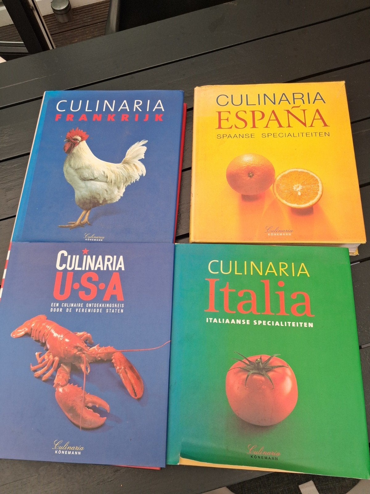 4 stuks culinaria kookboeken. frankrijk, Spanje, Italië, USA, Boeken, Ophalen of Verzenden, Gelezen, Frankrijk, Overige typen