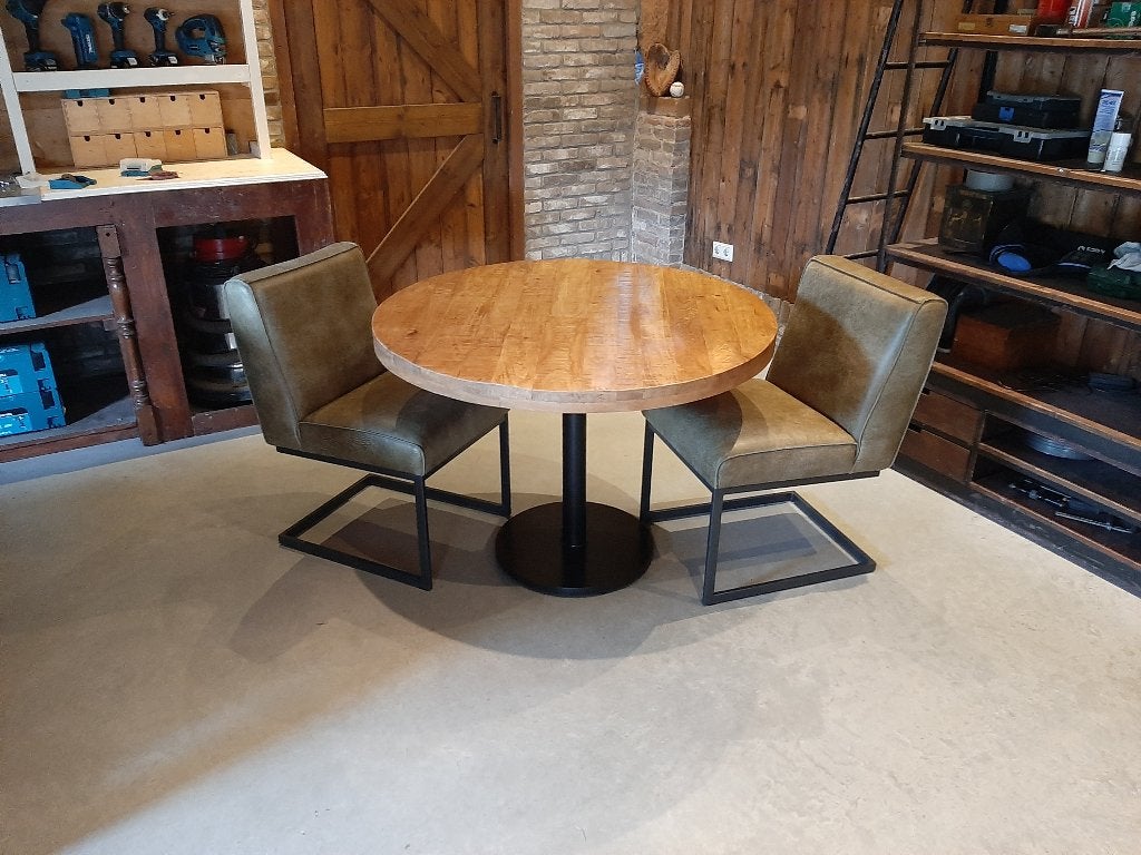 Prachtige eettafel rond mangohout landelijk massief, Huis en Inrichting, Tafels | Eettafels, Ophalen, Overige materialen, Rond
