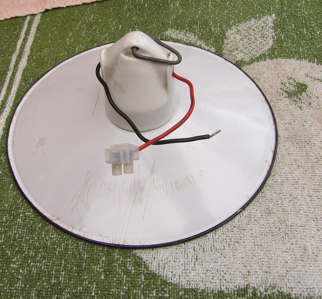 emaille lampenkap/ wit emaille lampenkap met fitting, Ophalen of Verzenden