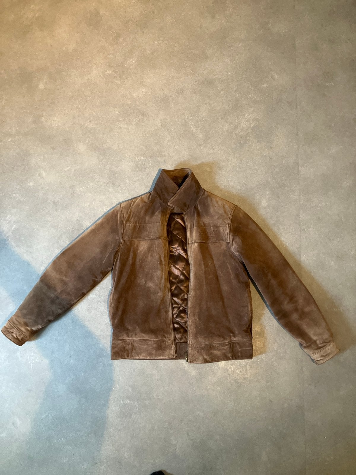Heren suède jas - 100% Old School - Maat L, Ophalen of Verzenden, Gedragen, Maat 52/54 (L), Bruin