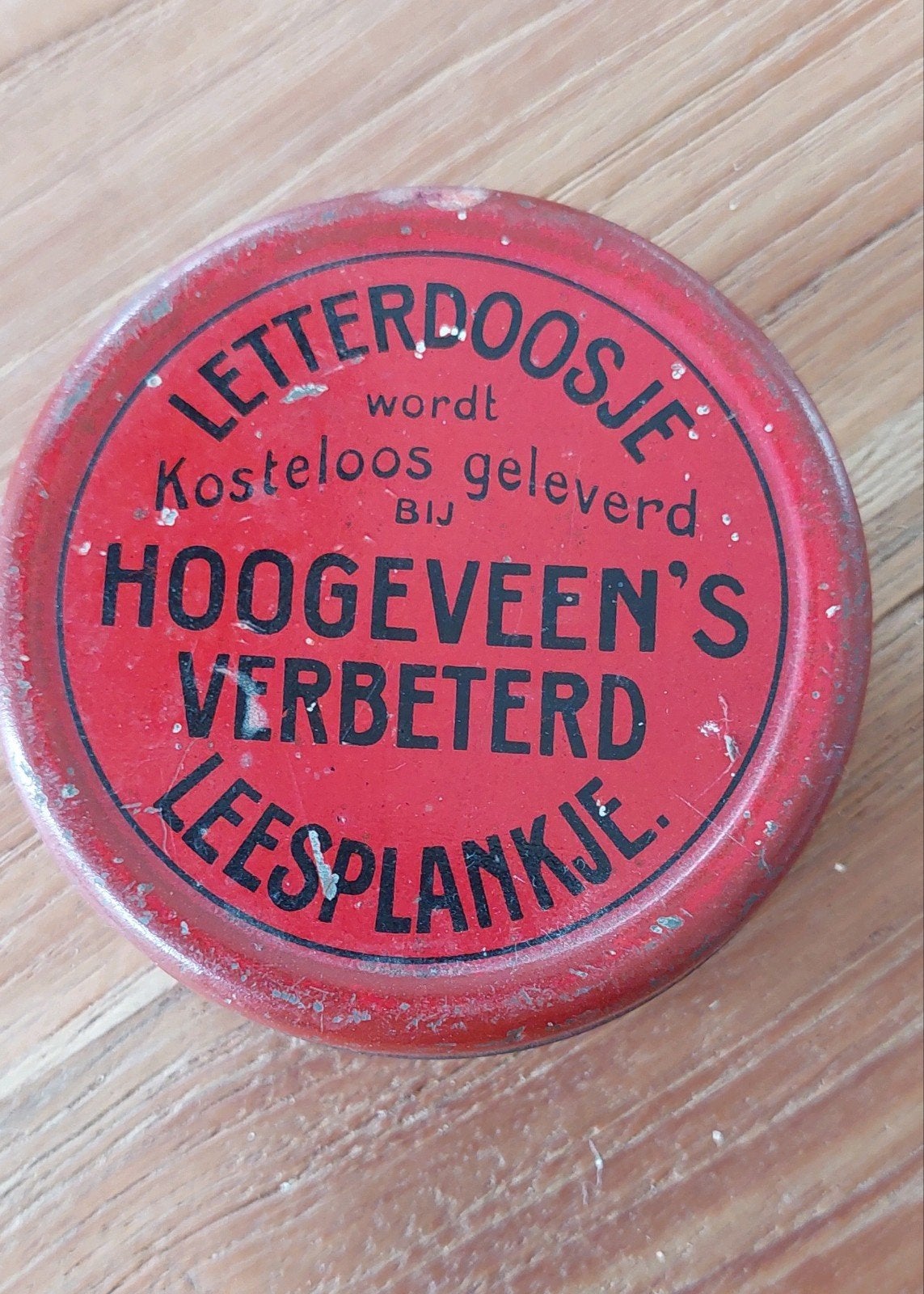 Vintage Letterdoosje Hoogeveen's Verbeterd Leesplankje, Ophalen of Verzenden