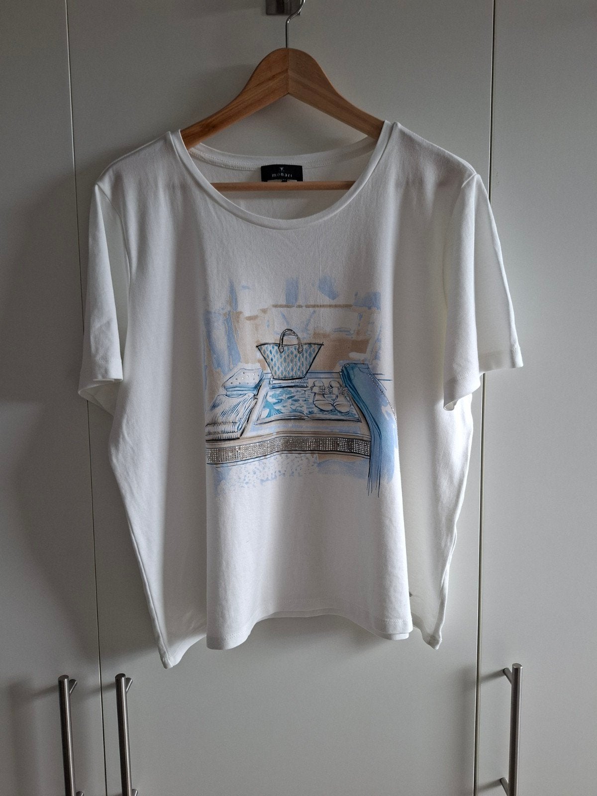 Monari t-shirt met afbeelding maat 42, Monari, Wit, Maat 42/44 (L), Ophalen of Verzenden