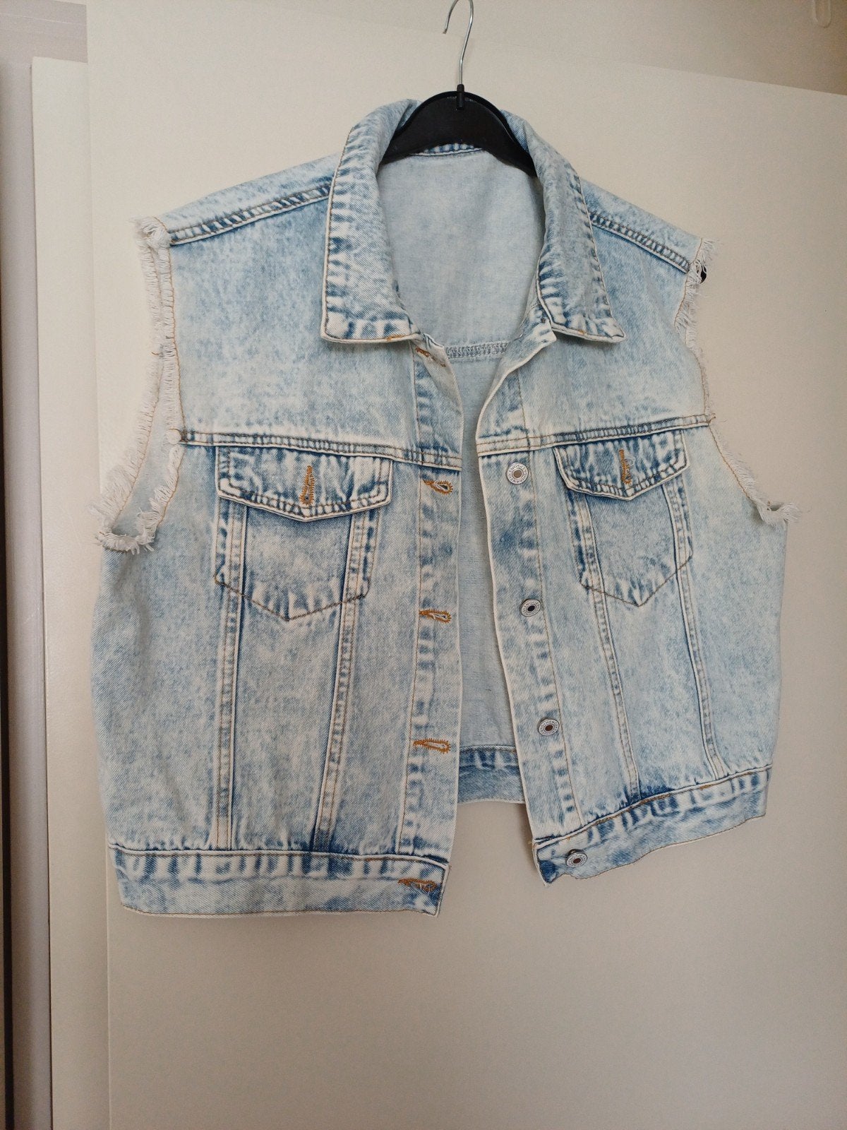 Stoere spijkergilet met verwassen look - Maat XL, Blauw, Maat 46/48 (XL) of groter, Ophalen of Verzenden, Onbekend