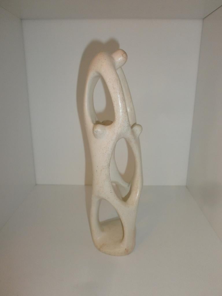 Beeldje Pappa met 3 Kinderen (Steen) Ca. 26 Cm Hoog, Verzamelen, Beelden en Beeldjes, Verzenden, Zo goed als nieuw, Mens