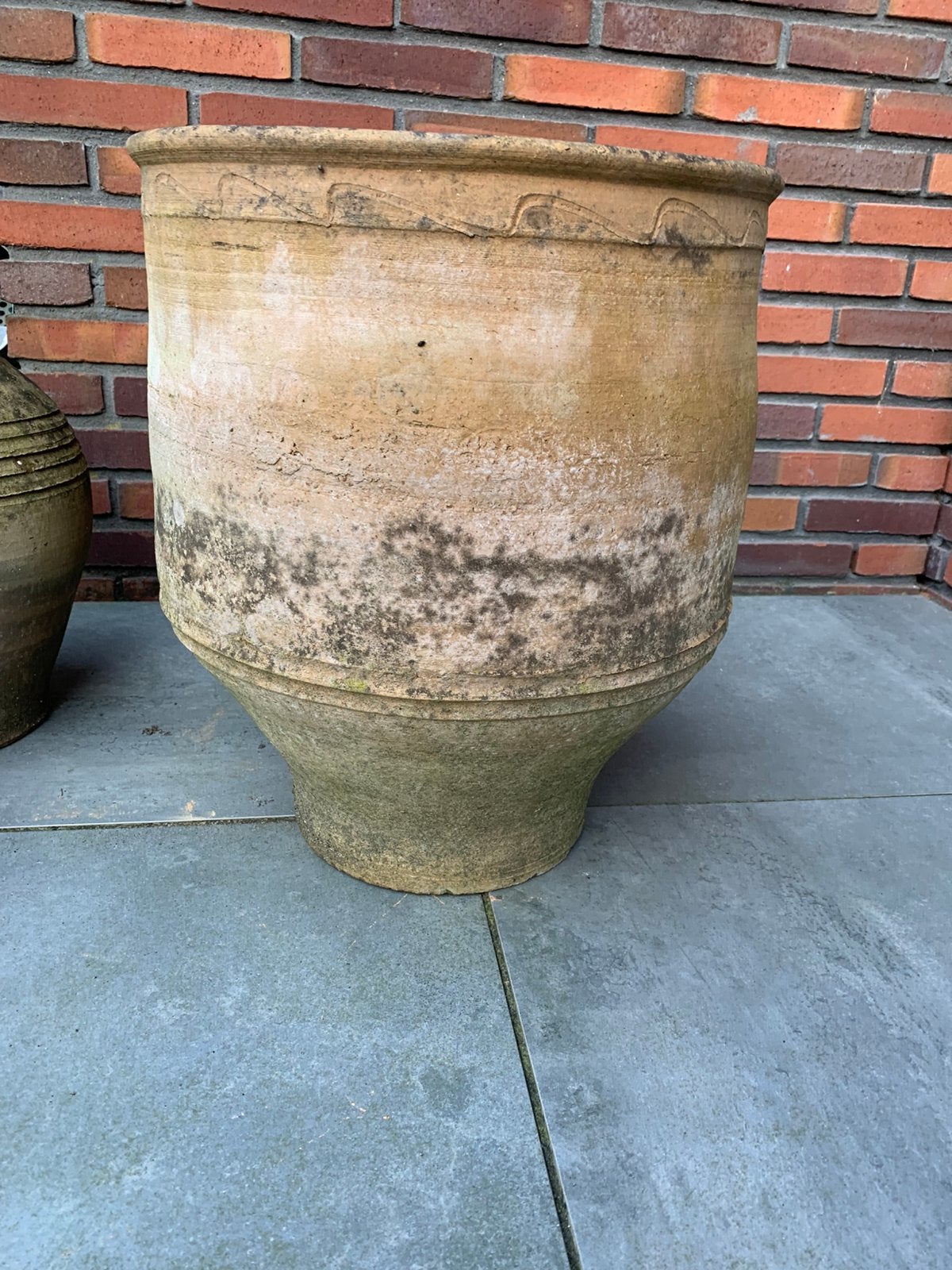 Oude Grieks keramische pot- hoogte 48 cm, Ophalen, Zo goed als nieuw, Rond, Steen